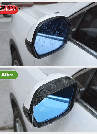 2PCS Car Rearview Mirror Rain Eyebrow Carbon Fiber Sun Visor Shade
