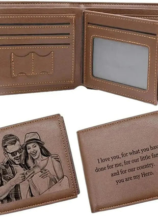 Personalized Picture Name Wallet Engraved Photo Short Purse Custom