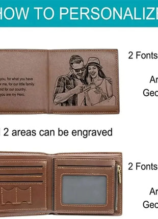 Personalized Picture Name Wallet Engraved Photo Short Purse Custom