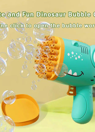 40 Hole Dinosaur Bubble Handheld Bubble Machine, Electric Bubble Gun