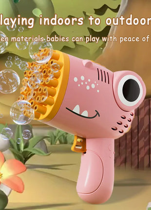 40 Hole Dinosaur Bubble Handheld Bubble Machine, Electric Bubble Gun