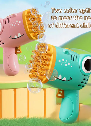40 Hole Dinosaur Bubble Handheld Bubble Machine, Electric Bubble Gun