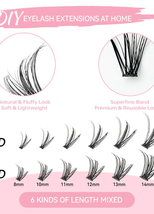 DIY Lashes Extension Kit Lash Bond and Seal Remover Eyelashes 200 PCS