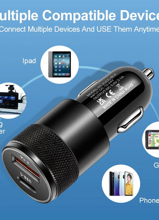 66W USB Car Charger Type C Fast Charging Phone Adapter For Xiaomi