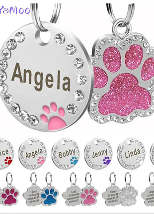 Stainless Steel Engraved Pet Name Collar Pendant ID Tags Personalized