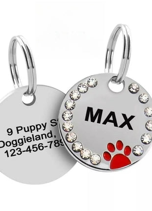 Stainless Steel Engraved Pet Name Collar Pendant ID Tags Personalized