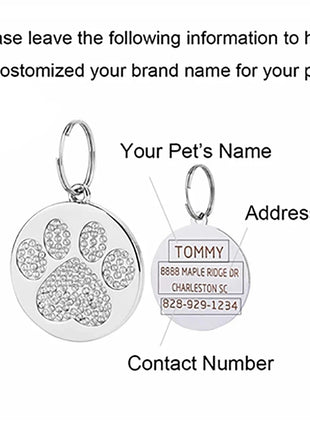 Stainless Steel Engraved Pet Name Collar Pendant ID Tags Personalized