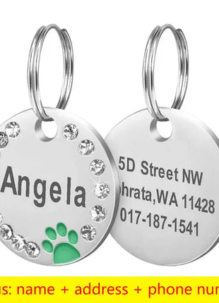 Stainless Steel Engraved Pet Name Collar Pendant ID Tags Personalized