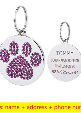 Stainless Steel Engraved Pet Name Collar Pendant ID Tags Personalized