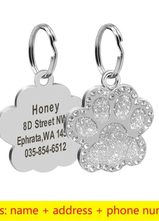 Stainless Steel Engraved Pet Name Collar Pendant ID Tags Personalized