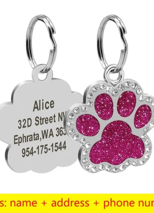 Stainless Steel Engraved Pet Name Collar Pendant ID Tags Personalized