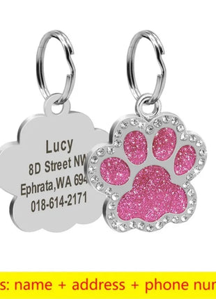 Stainless Steel Engraved Pet Name Collar Pendant ID Tags Personalized
