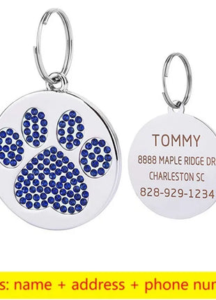 Stainless Steel Engraved Pet Name Collar Pendant ID Tags Personalized
