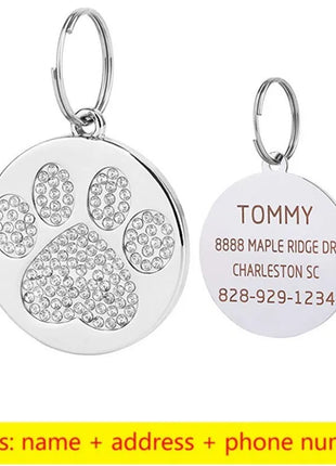 Stainless Steel Engraved Pet Name Collar Pendant ID Tags Personalized