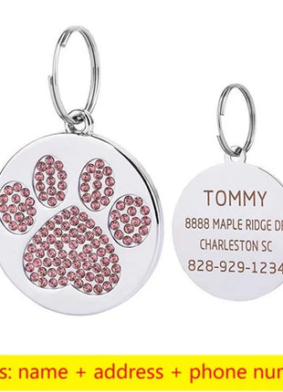 Stainless Steel Engraved Pet Name Collar Pendant ID Tags Personalized