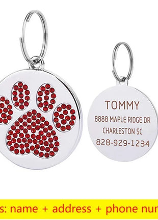 Stainless Steel Engraved Pet Name Collar Pendant ID Tags Personalized