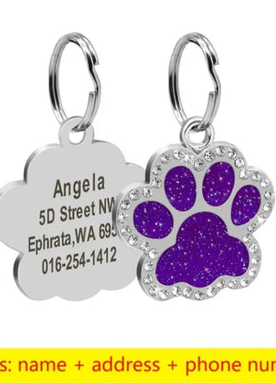 Stainless Steel Engraved Pet Name Collar Pendant ID Tags Personalized
