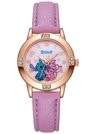 Disney Children's Watches Cute Cartoon Stitch Imitation Diamond Belt