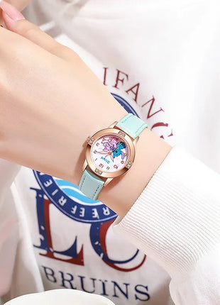 Disney Children's Watches Cute Cartoon Stitch Imitation Diamond Belt