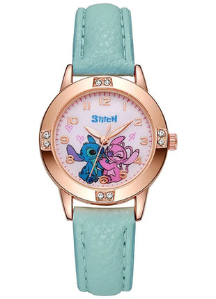 Disney Children's Watches Cute Cartoon Stitch Imitation Diamond Belt