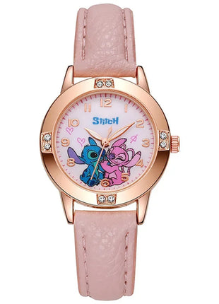 Disney Children's Watches Cute Cartoon Stitch Imitation Diamond Belt