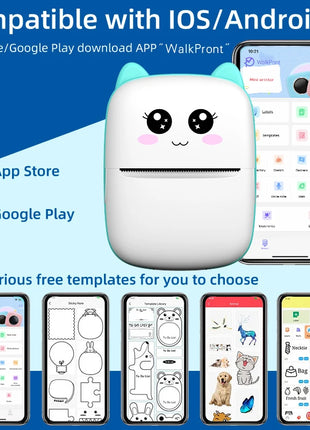 Mini-printer, Thermal Printer Ink-free Portable Sticker Printer