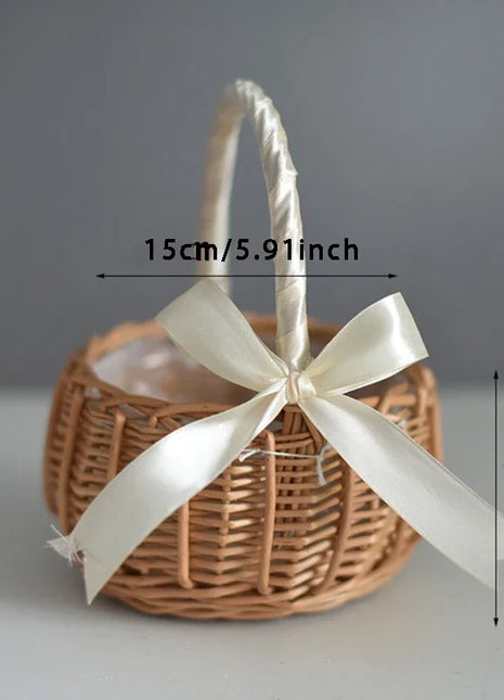 1pc Wedding Flower Basket | Handwoven Rattan, Multi-Use for