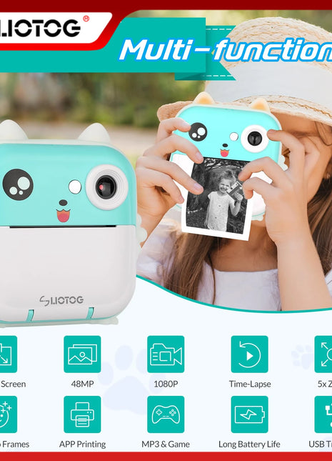 Children Digital Camera 1080P HD Toys Thermal Print Camera for Boys