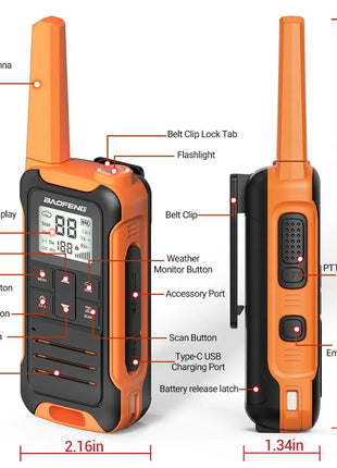 2pcs Baofeng F22 Mini Walkie Talkie PMR FRS Long Range Rechargable