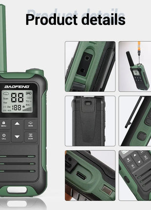 2pcs Baofeng F22 Mini Walkie Talkie PMR FRS Long Range Rechargable