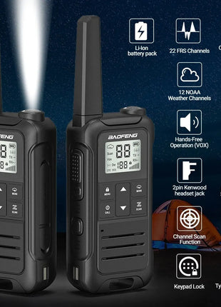 2pcs Baofeng F22 Mini Walkie Talkie PMR FRS Long Range Rechargable