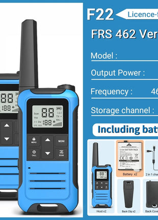 2pcs Baofeng F22 Mini Walkie Talkie PMR FRS Long Range Rechargable