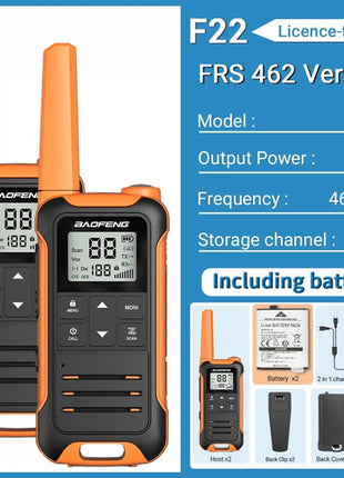 2pcs Baofeng F22 Mini Walkie Talkie PMR FRS Long Range Rechargable