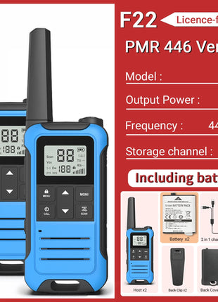 2pcs Baofeng F22 Mini Walkie Talkie PMR FRS Long Range Rechargable