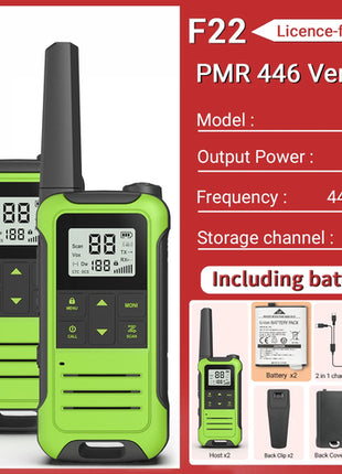 2pcs Baofeng F22 Mini Walkie Talkie PMR FRS Long Range Rechargable