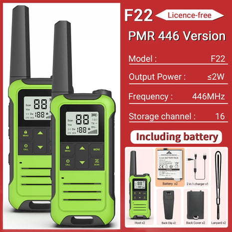 2pcs Baofeng F22 Mini Walkie Talkie PMR FRS Long Range Rechargable
