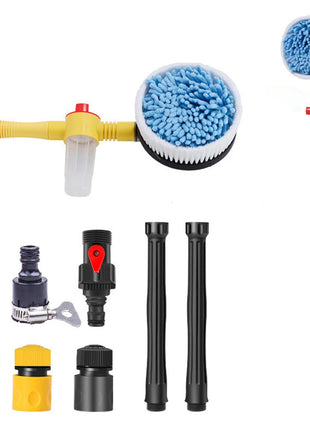 Auto Rotating Car Wash Brush Kit - 360° Spin Long Handle Pressure