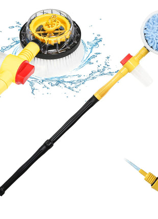 Auto Rotating Car Wash Brush Kit - 360° Spin Long Handle Pressure