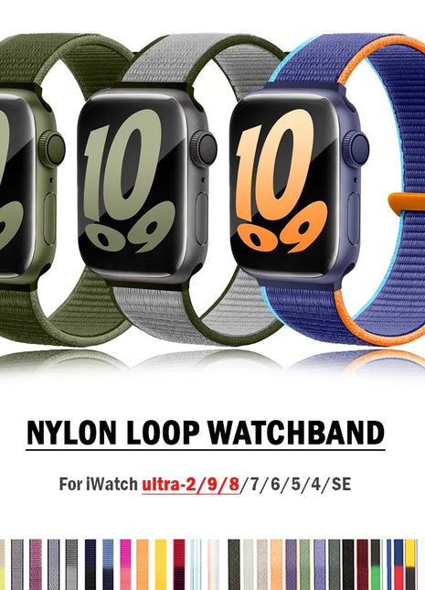 Nylon Loop For Apple Watch Band 44mm 40mm 45mm 41mm 42mm 38/45 mm