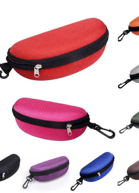 1pc Portable Sunglasses Case Protector Oxford Cloth Hard EVA Zippered