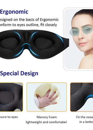 Eye Mask for Sleeping 3D Contoured Cup Blindfold Concave Molded Night