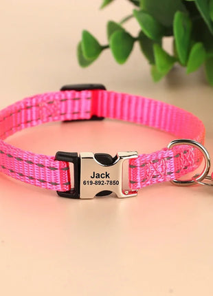 Personalized Name Cat Collar Reflective Nylon Dog Cats ID Collar With