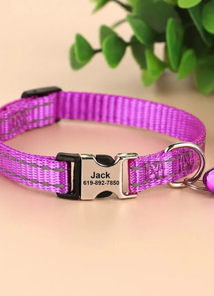 Personalized Name Cat Collar Reflective Nylon Dog Cats ID Collar With