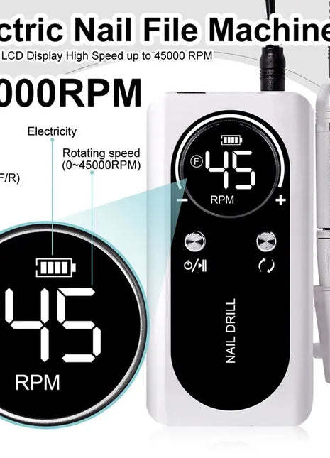 Professional 45000RPM Electric Portable Nail Drill Machine