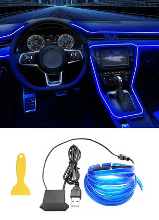 5M Car Interior Led Strip Light Neon EL Wiring Decorative Lamp For