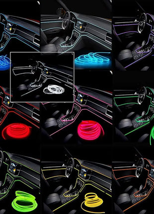 5M Car Interior Led Strip Light Neon EL Wiring Decorative Lamp For