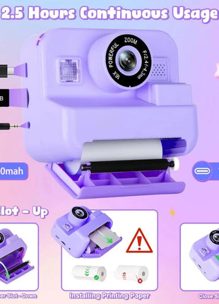 Educational Thermal Instant Print Camera With 32G Card, 1080P Children