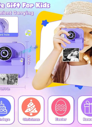 Educational Thermal Instant Print Camera With 32G Card, 1080P Children