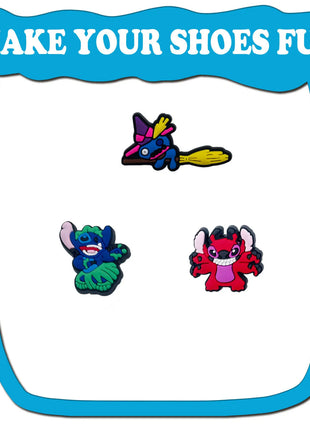 Random 10-30Pcs MINISO Stitch Series Shoe Charms For Key Chain Sandals