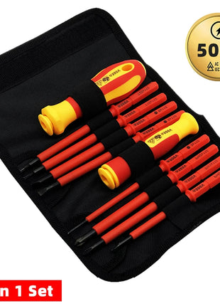 10Pcs Interchangeable Blade VDE Insulated Screwdriver Set with Case